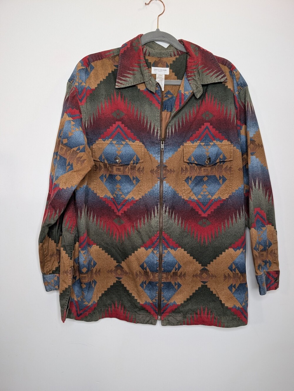 Jones New York Sport Southwestern Aztec Print Zip Front Jacket 2X Boho Western - Picture 2 of 4